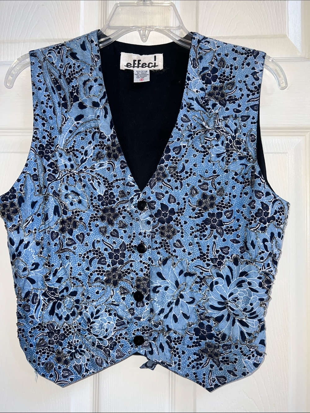 Effeci Vintage 90’s Beaded Blue Floral Vest